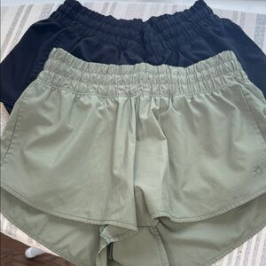 2 pair Women’s  Athletic Shorts — Black and Sage Aerie Offline